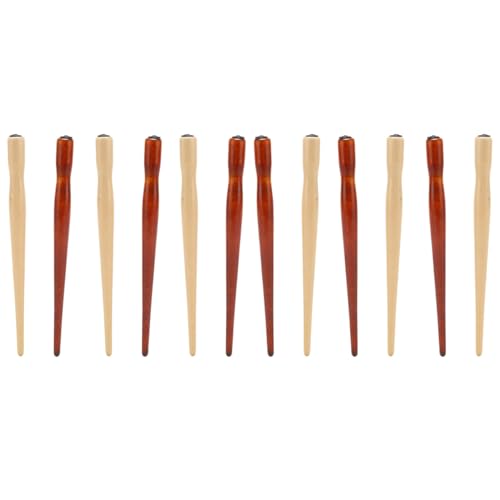 Beufee 12PCS Nib Pen Holder Set, Wooden Calligraphy Dip Pen Holders Comfortable Grip Comic Nib Holders for Drafting Drawing Painting