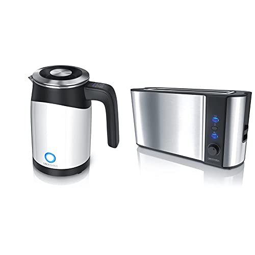 Arendo - 0,5l Edelstahl Wasserkocher mit Temperatureinstellung im Doppelwand-Design - 0,5l Wasser-Füllmenge, weiß…