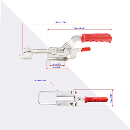 Image of 1PCS 304 Stainless Steel Style 40341, 900KG 2000 lbs Clamping Force, Self-Locking Heavy Duty Toggle Lock Clamp, Adjustable Toggle Latch