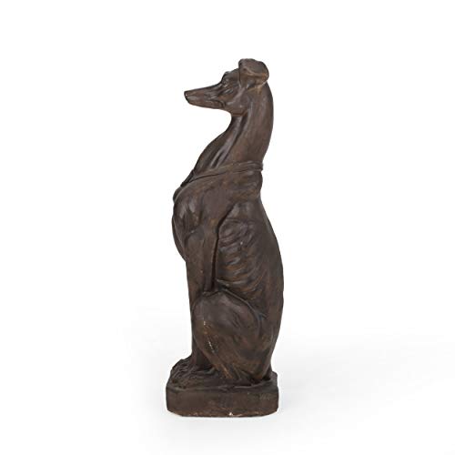 Estatua de perro galgo marrón oscuro miniatura 3