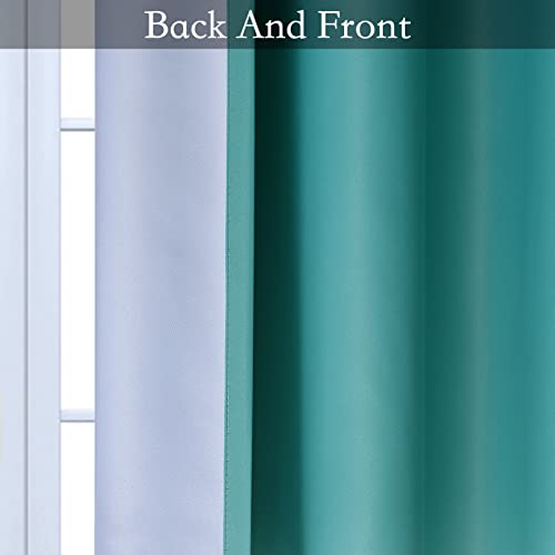 Image of SimpleHome Teal to Grey White Ombre Room Darkening Curtains 63 Inch | Curtains for Living Room,Light Blocking Thick Thermal Insulated Grommet Window Curtains Drapes for Bedroom, 2 Panels,52Wx63L