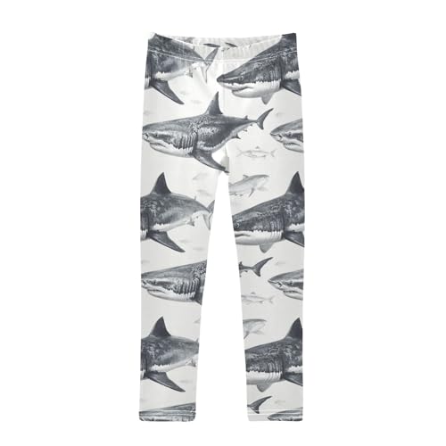 Girls Leggings Black Shark Fish Soft Toddler Leggings for Girls Kids Pants Size 4T-10T