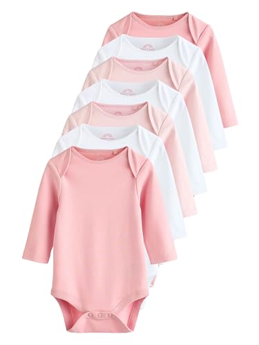 NEXT Essential Langarm-Strampler 5er-Pack – 7er-Pack Rosa/Weiß 3 Monate