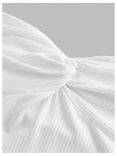 SHENHE Girl's Ribbed Knit Tube Top Strapless Twist Front Summer Vacation Crop Bandeau Tank3