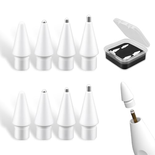 ONGNIUU - Punta para Apple Pencil, 8 piezas, para Apple Pencil Pro, Apple Pencil de 1ª/2ª generación, puntas de repuesto de alta sensibilidad, lápiz capacitivo para iPad Pencil
