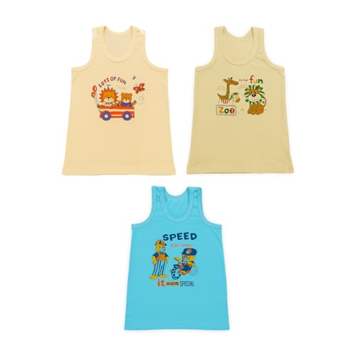 Image of Kidbea 100% Organic Soft Cotton Muslin Sleeveless Jhabla for Baby Boys | Regular Fit Vest for Infant Summerwear Set I GOTS Certified