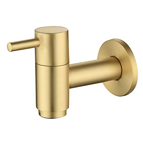 TYKHGFS Grifo de Pared de latón Macizo de Oro Cepillado: Grifo de Entrada de 1/2" y Salida de 3/4" para Lavadora y jardín al Aire Libre (Estilo 2)