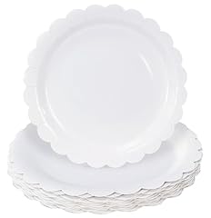 white scalloped paper plates