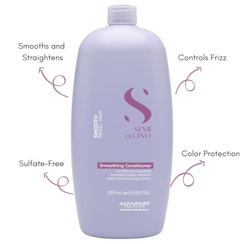 Image of ALFAPARF MILANO Smooth Floral Conditioner For All Hair Types For Frizzy And Rebel Hair-Detangles Hair-Controls Frizz-Straightens And Hydrates Hair Sulfate,Paraben And Paraffin Free-1000Ml,1 Count