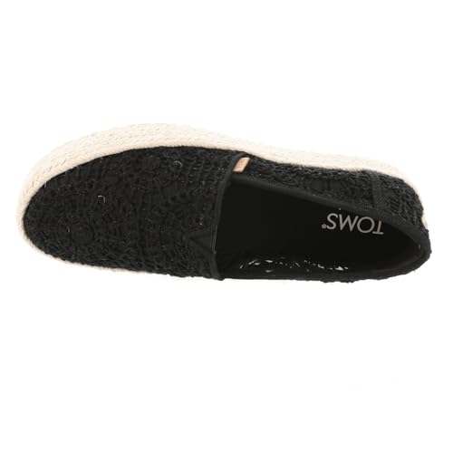 Image of TOMS Women's Valencia Platform Espadrille, Textile Upper, Ortholite Insole, Black Crochet Lace, 8