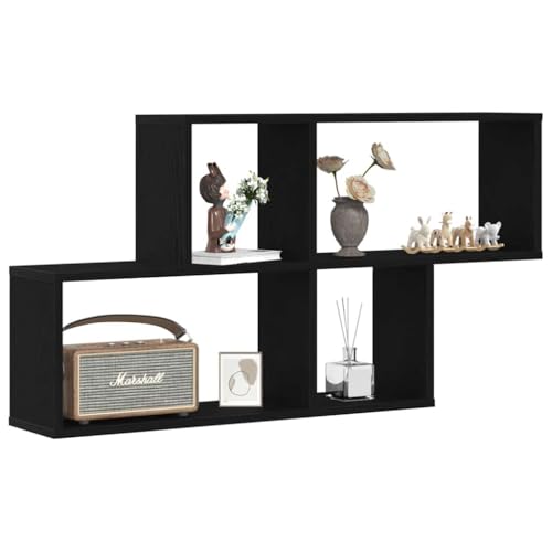 Étagère murale noire aspect chêne pour optimiser un petit espace avec style - 4
