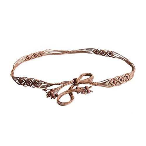 Strap Bohemia Handmade Beads Braided Women's Belt Knotted Tassels Waist Belts Dress Slim Waistband