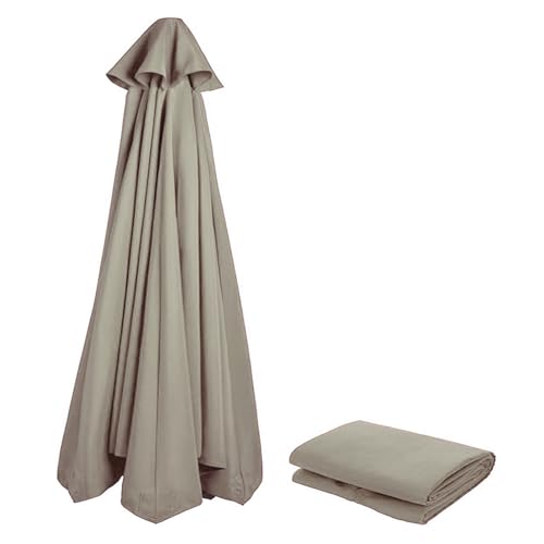 NAFGQIY Sonnenschirmbezug ⌀3m-280cm für 6-8 Streben, UV-Schutz 80, Windfest, Stabil in Taupe - Ersatzteile für Strand, Terrasse und Garten