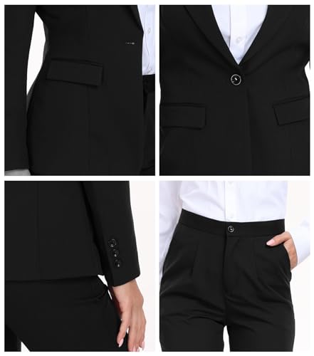 Women's Suiting 2 Piece Lady Formal Solid Jacket Outfit Business Office One Button Blazer Pant Slim Fit Suit Set for Work - Image 6
