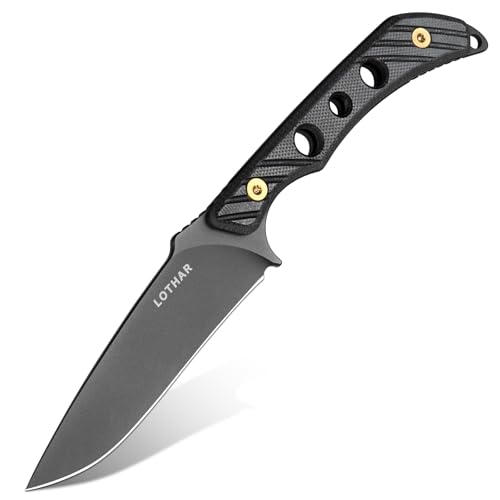 LOTHAR FOX Fixed Blade Knife with Sheath, 3.38" D2 Steel Survival Hunting Knife, Necklace Neck Knives with G10 handle, Vertical Horizontal Carry Camping Small EDC Knives for Hiking, Survival, Bushcraft Outdoor