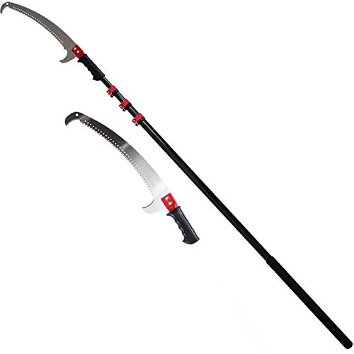 FZYE Telescopic Pole Saw, Extendable Pruning Saw, Long Reach Telescopic Tree Pruner Pole, 24FT / 7.2M Working Height Extension Gardening Tool for Pruning and Trimming Branches and Leaves