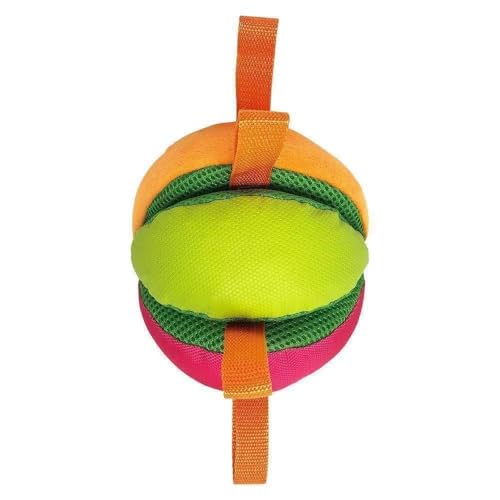 Nerf Dog Plush Wedge Ball with Straps, 5.9-Inch Squeak and Crunch Interactive Dog Toy, Multicolor, Multicoloured - Image 4