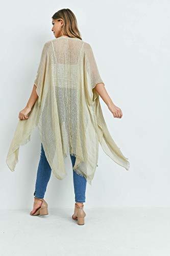 Image of RIAH FASHION Bohemian Sequin Glitter Shawl Wrap Poncho - Kimono Cardigan, Sparkly Metallic Mesh Scarf, Open Knit Crochet