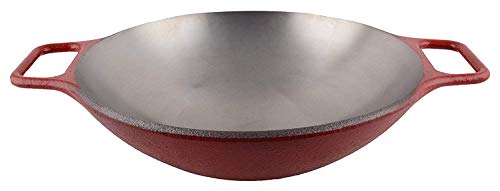 Image of FeRus Iron Cooking Kadai for Kitchen Heavy Base Flat Bottom Kadai Karahi Wok Frying Pan Lokhand Cookware Kadhai with Handle (Diameter 26 cm)