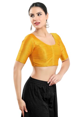 Image of Vamas Women's Silk Padded Self Design Half Sleeve Readymade Saree Blouse (X-766.N)