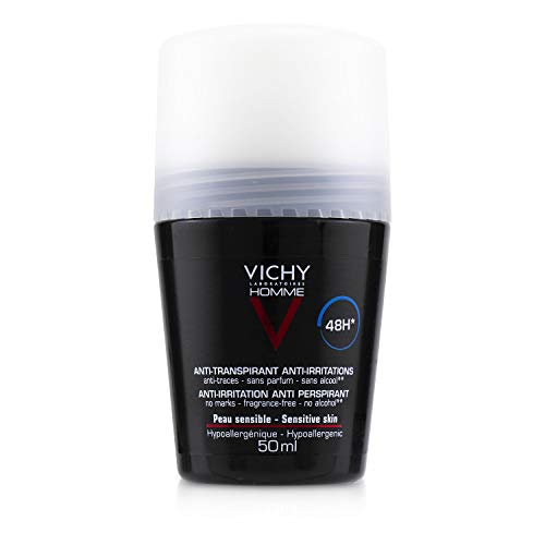 Vichy Desodorante en Formato Roll-On Para Hombre, Antimarcas, Antitranspirante, Apto Para Pieles Sensibles, Protección con Hasta 48 Horas de Eficacia, 50 ml