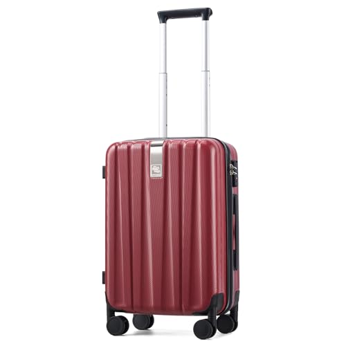 Image of Hanke 20 Inch Carry On Luggage 22x14x9 Airline Approved Lightweight PC Hard Shell Suitcases with Wheels Travel Luggage Rolling Suitcase Travel Luggage Bag Christmas Gifts for Birthday （Burgundy）