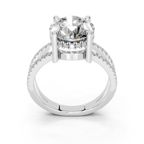 1-5 Carat 14K 18K Gold Platinum Round cut Pave Split Shank Lab Grown Diamond Ring, Engagement, Anniversary Wedding, IGI Certified Promise Rings for Women (1-3 Ct, F-G Color, VS1-VS2 Clarity)2