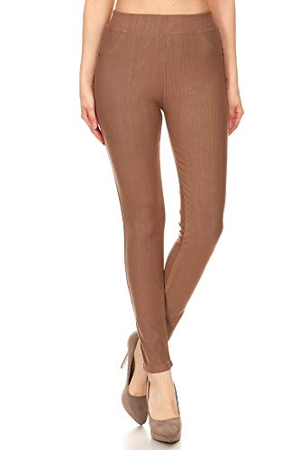 Image of Leggings Depot Women's Cotton Blend Stretch Pull-on Jeggings Casual Pants with Pockets (Available in Plus Size)