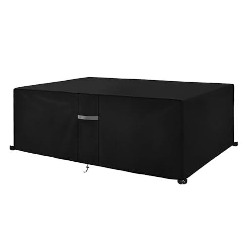 Dokon 7ft Pool Table Cover with Air Vents Waterproof Windproof Anti-UV Heavy Duty Oxford Fabric Billiard Snooker Table Cover Garden Furniture Covers (225x116x82cm) - Black