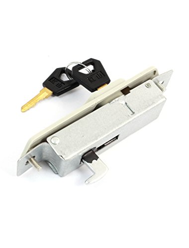 Image of Aexit Office Home Padlocks & Hasps File Closet Cabinet Door Recessed Lock Gray Silver Tone + Keyed Padlocks 2 Keys
