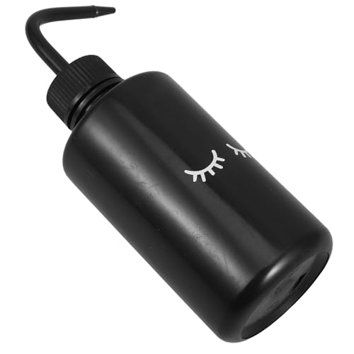 GARVALON Botella de Plástico Flexible Negra de 250 Ml Boquilla Curva para Limpieza de Extensiones de Pestañas 4 Unidades Reutilizables para Cuidado y Enjuague Salones y Uso Reutilizable