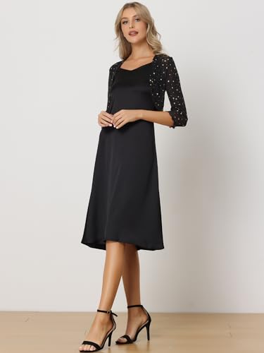 Allegra K Star Mesh Cardigan for Women's Metallic Long Sleeve Party Crop Sheer Bolero Shrug4