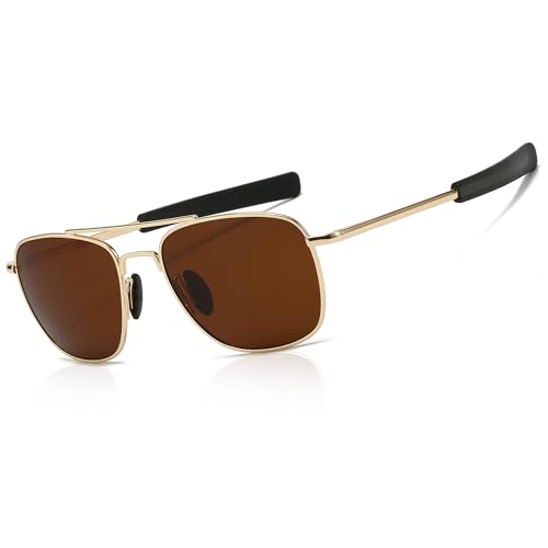 SUNGAIT Men's Military Style Polarized Pilot Aviator Sunglasses Bayonet Temples