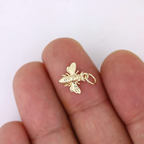 GNGJewel 14k Gold 3D Tiny Bee Queen Bee Charm Pendant Necklace4