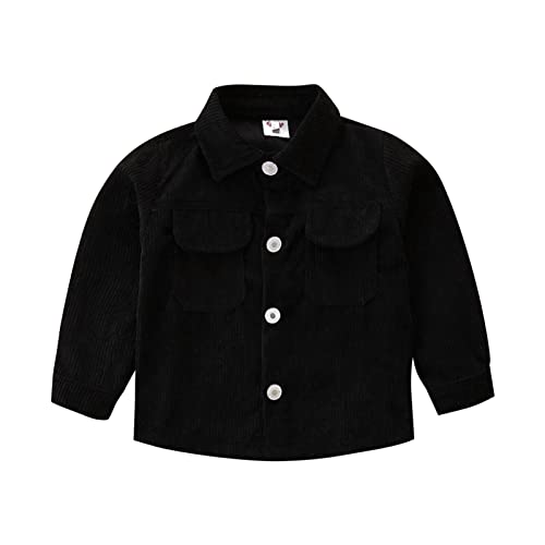 Kids Toddler Boy Fall Outfits Autumn Winter Ribbed Solid Cotton Long Sleeve Coat Classic Cozy (>2-Black, 3-4 Years)