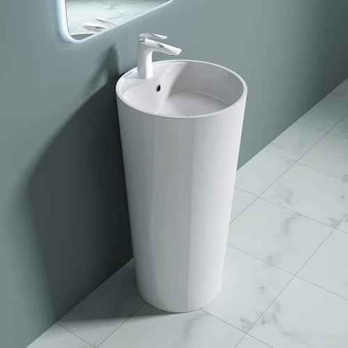 doporro BTH: 45x45x90cm Design Standwaschbecken Colossum35, aus Mineralguss/Gussmarmor, freistehend Waschtisch Waschplatz