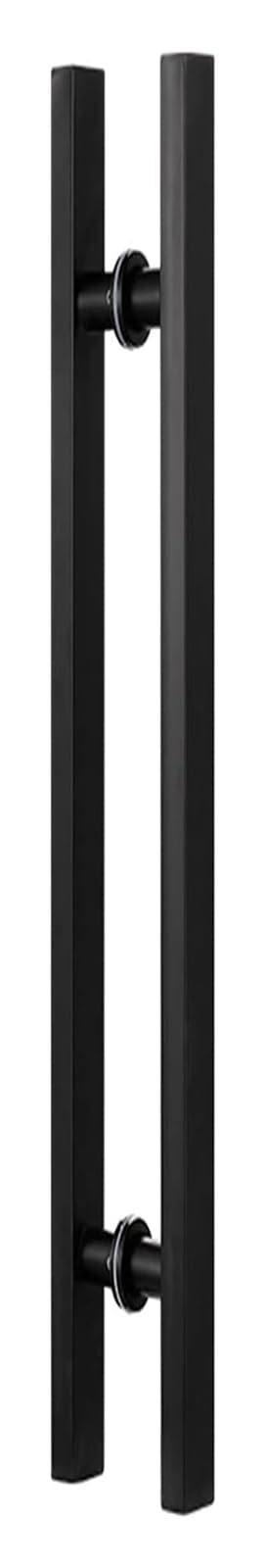CWCQGH Push Pull Door Handle, Sliding Barn Door Handle, Entry Push Pull Bar Door Handle, H Shape Double Side Door Handle,Black-60cm