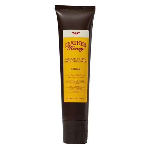 Leather Honey Brown Recoloring Balm: Color Restorer and Scratch/Scuff Remover for Furniture Couches Shoes & Boots Auto Interiors and Accessories