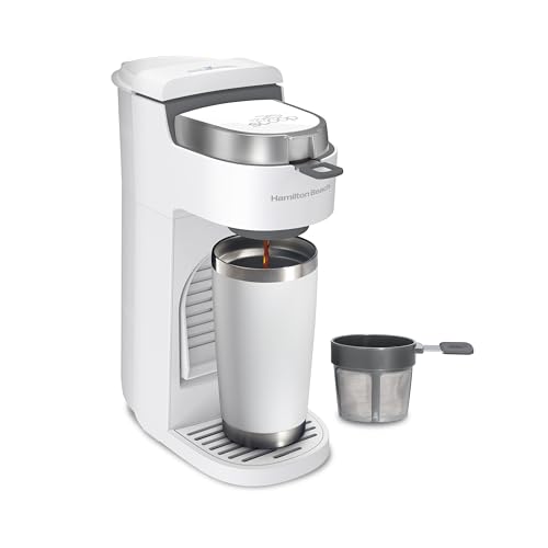 Hamilton Beach 47621 The Scoop Single Serve Coffee Maker & Fast Grounds Brewer for 8-14oz. Cups,...
