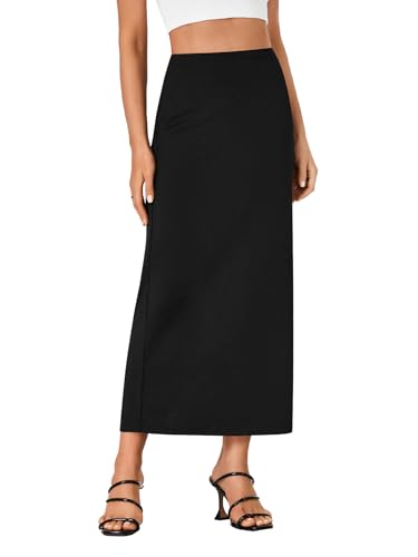 LYANER Women's Casual High Waist Slit Split Back Work Pencil Maxi Skirt3