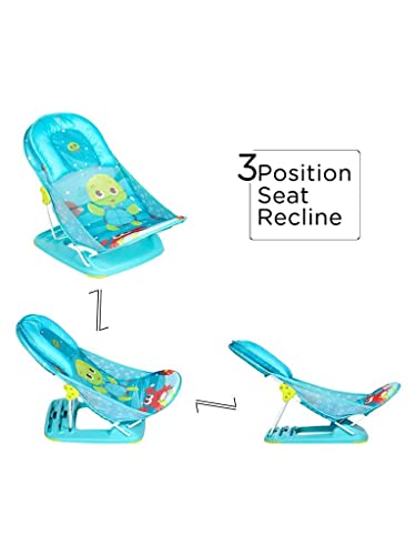 Mee Mee Newborn Baby Bather Bath Chair |Foldable |3 Position Adjustable Chair |Washable Soft Mesh Seat Green