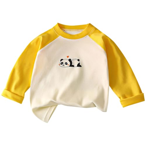 Boys Girls Cotton Sweatshirt Kids Cute Graphic Long Sleeve T Shirts Casual Crewneck Color Block Tee Shirts Birthday Outfits