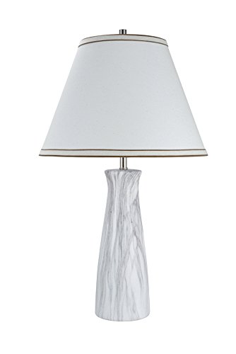 Best Deal Cheap 🛒 Aspen Creative 40077, 24" High, Traditional Ceramic Table Lamp, Marble with Hardback Empire Shaped Lamp Shade in Off-White, 14" Wide