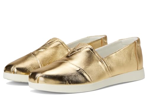 TOMS Women's Alpargata Classic Slip On Espadrille, Leather Upper, CloudBound Insole, Easy On and Off, Gold Metallic Nappa Leather, 8.5 by TOMS - Used condition - US$66.45