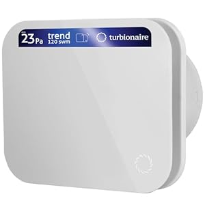 Turbionaire TREND 120 SWM Afzuigkap, Afzuiging, Ventilatie voor Badkamer, Keuken, Wand/Plafond, Frontpaneel Wit Opaak, Diameter 120mm, 120 m³/h, 23Pa, Terugslagklep, Stil 39dB, IPX4