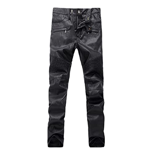 Pantalon de moto en cuir synthétique homme Noir taille 52 vêtement motard