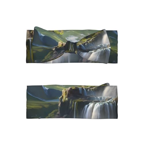 Mountain Waterfall Picture Baby Bow Headband Stretchy and Soft for Newborns, Infants, Toddlers, and Kids Girls2