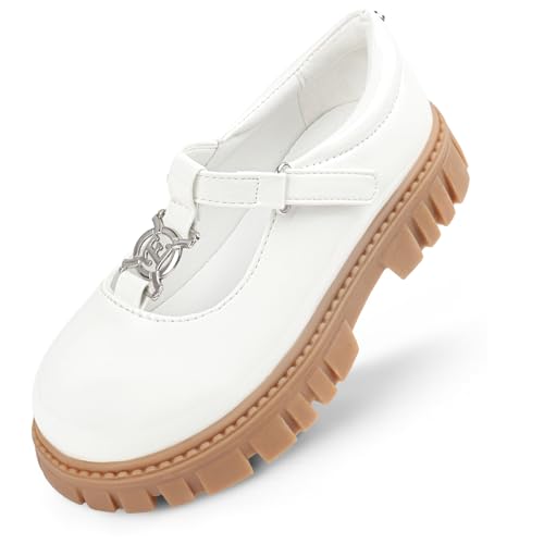 Dress Shoes for Girls, Toddler Mary Jane Shoes with T-Strap Buckle, Comfortable Flats for Party, School,Wedding