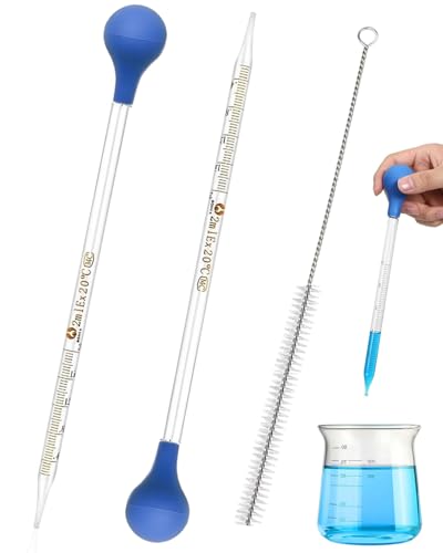 JUKOTA 2Pcs pipetas de cristal, pipeta de cristal de 10 ml, pipetas medidoras con cepillos, pipetas cuentagotas, pipetas para laboratorio, alimentos, investigación, medicina, escuela
