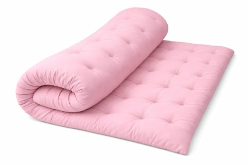 Image of ATOOTFUSION Soft Cotton Quilt | Foldable Light Weight Filled Single Firm Cotton Quilt Mattress| Gadda (Solid Coloured, 2 Sleeping Capacity, 5 x 6 ft or 72 x 60 Inches Queen) (Pink)
